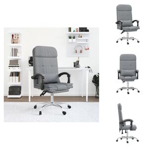 VidaXL Sedia da ufficio con funzione massaggio in tessuto grigio chiaro - Sedie da ufficio
