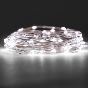 Catena luminosa 30 microled a batteria bianco freddo filo trasparente 3 m