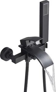 Miscelatore per vasca da bagno, stile contemporaneo, comando monocomando, nero c