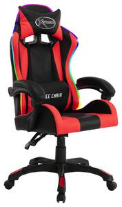 Sedia da Gaming con Luci a LED RGB Rossa e Nera in Pelle finta