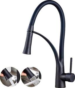 Miscelatore da cucina, a soffitto, monocomando, nero senza LED