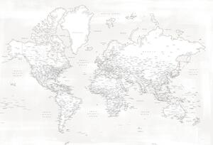 Mappa Almost white detailed world map, Blursbyai