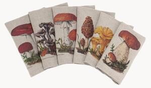 Set di 6 tovaglioli in lino Forest Mushrooms