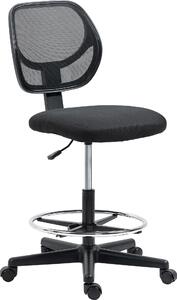 Fortuna Lai Sedia da ufficio in piedi, sedia da ufficio ergonomica regolabile in altezza, sedia girevole con poggiapiedi regolabile, nera per lavorare comodamente