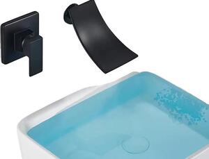 Rubinetto lavabo, montaggio a parete, design contemporaneo, nero opaco