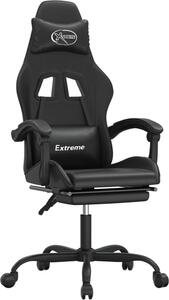 Sedia da Gaming con Poggiapiedi Nero in Pelle finta