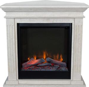 Caminetto elettrico Xaralyn - Cadiz-Corner ELE - pietra naturale bianca - riscaldamento 1500 watt - con telecomando - caminetto da incasso incluso - caminetto decorativo - caminetto ad angolo
