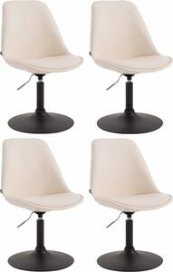 Set di 4 sedie da pranzo in Pelle finta - sedie - design moderno, seduta confortevole. Colore: Crema | Colore base: Nero