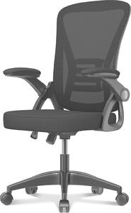 Sedia da ufficio - Seduta ergonomica - Sedia con braccioli ribaltabili a 90° - Supporto lombare - Regolabile in altezza - In ferro