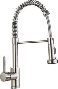 Rubinetto da cucina con design estraibile, acqua calda e fredda, nichel spazzolato B