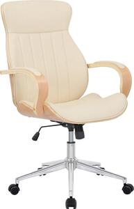 Sedia da ufficio in Pelle finta - Sedia da ufficio ergonomica - Design girevole a 360° | Colore: naturale/crema