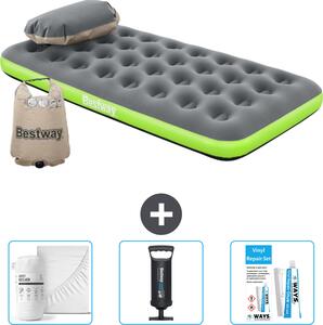 Materasso gonfiabile Bestway - 1 persona - 99 x 188 x 22 cm - grigio/verde - accessori inclusi