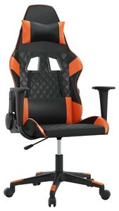 Sedia da Gaming Massaggiante Nero e Arancione in Pelle finta