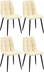 Set di 4 sedie da pranzo - Pelle finta - Design di facile manutenzione | Colore: crema