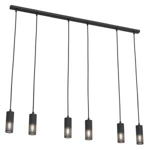 Lampadario Moderno 6 Luci Melt Cilindri Con Rete In Acciaio Nero