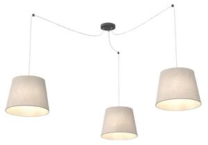 Sospensione 3 Luci Ascot Con Fermacavi E Paralumi Beige