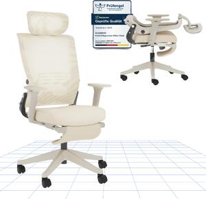 FLEXISPOT Foldex Sedia da ufficio ergonomica, sedia da ufficio pieghevole per piccoli spazi con supporto lombare Braccioli regolabili in altezza con poggiapiedi Bianco