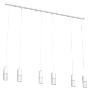 Lampadario Moderno 6 Luci Melt Cilindri Con Rete In Acciaio Bianco