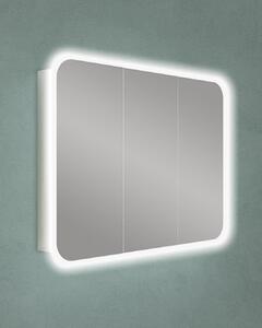 Specchio contenitore con luce Liverpool L 95 x P 15 x H 70 cm bianco lucido