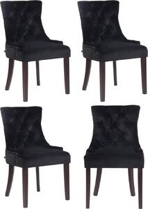 Set di 4 sedie da pranzo - sedie in velluto, elevato comfort di seduta - eleganti cuciture decorative | Colore: Nero | Tono: Antico