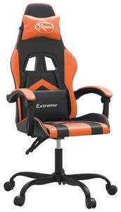 Sedia da Gaming Girevole Nero e Arancione in Pelle finta