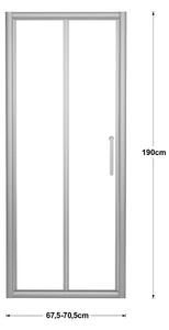 Porta doccia pieghevole Quad 70 cm, H 190 cm in vetro, spessore 6 mm trasparente silver