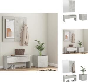 VidaXL Set di mobili per corridoio in cemento grigio materiale a base di legno - Armadi