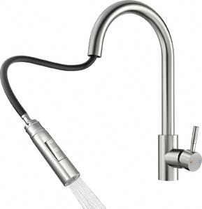 Rubinetto da cucina Rainsworth con doccetta estraibile - Due tipi di getto d'acqua, miscelatore per lavello con rotazione a 360°