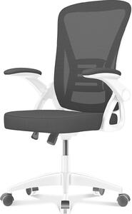 Sedia da ufficio - Seduta ergonomica - Sedia con braccioli ribaltabili a 90° - Supporto lombare - Regolabile in altezza - Bianco e nero