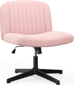 Sedia da ufficio senza braccioli - Sedia da scrivania con rivestimento in tessuto - Sedia da lettura con ampio cuscino per sedersi a gambe incrociate - Funzione dondolo - Altezza regolabile - Sedia girevole a 360° per la casa - Rosa