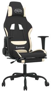 Sedia da gaming vidaXL con poggiapiedi, tessuto nero e crema