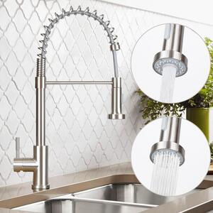 Rubinetto da cucina ZMH miscelatore ad alta pressione per cucina - rubinetto con doccia miscelatore estraibile in acciaio inox miscelatore girevole a 360° per lavello con molla a spirale - nichel spazzolato