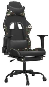 Sedia Gaming Massaggio Poggiapiedi Nero e Mimetico Pelle finta