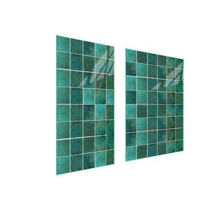 Piastre copri fornelli 2 pezzi 75x52 Copri piano cottura in Vetroceramica tagliere in vetro piastrelle turchesi