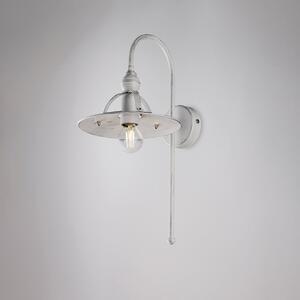 Applique Cantina Stile Industrial 1 Luce Ferro Bianco E Argento