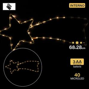 Decorazione insegna luminosa Stella Cometa 40 microled a batteria uso interno 68x28 cm - Gold