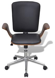 Sedia da ufficio girevole in legno curvato con rivestimento in Pelle finta