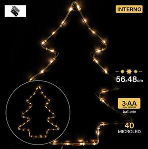 Decorazione insegna luminosa da appendere albero con 40 microled a batteria per uso interno 56x44 cm - Gold