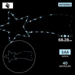Decorazione insegna luminosa Stella Cometa 40 microled a batteria uso interno 68x28 cm - Azure