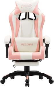 Sedia da Gaming con Poggiapiedi Rosa e Bianca in Pelle finta