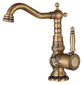 Miscelatore per lavabo in ottone, valvola in ceramica resistente, rubinetto per acqua calda e fredda, ottone antico C breve