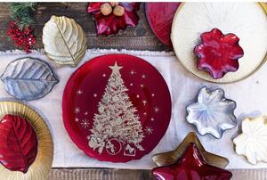 Ciotolina centrotavola natalizio in vetro a forma di foglia con finitura metallica Elegance Tiba Leaf Sibilla