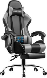 GTPLAYER Sedia da ufficio Sedia da gioco Poltrona da gioco massaggiante Sedia da gioco ergonomica con poggiapiedi, poggiatesta cuscino lombare massaggiante, sedia da gioco imbottita, sedia girevole