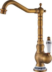Miscelatore per lavabo in ottone anticato, funzione acqua calda e fredda, design monocomando, B High