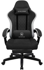 LUCKRACER Sedia da gioco con poggiapiedi Sedia da ufficio ergonomica con cuscino lombare regolabile, sedia da gioco con poggiatesta, regolabile in altezza, nero