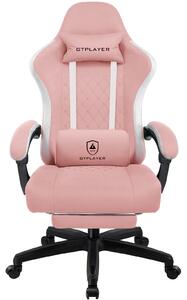 LUCKRACER Sedia da gioco con poggiapiedi Sedia da ufficio ergonomica con cuscino lombare regolabile, sedia da gioco con poggiatesta, regolabile in altezza Rosa