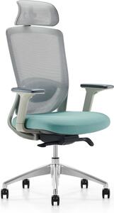 Sedia da ufficio Casa Dolce SOLINA, grigio e verde, 72x69x119-129 cm, girevole e regolabile in altezza, tessuto e rete, braccioli regolabili