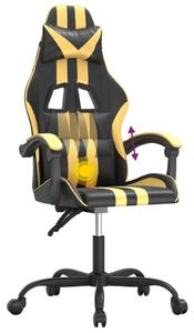 Sedia da Gaming Girevole Nera e Oro in Pelle finta