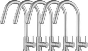 Rubinetto da cucina estraibile, acciaio inox, design girevole, nichel 5 pezzi