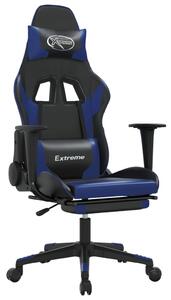 VidaXL Sedia da gioco con poggiapiedi in ecopelle nera e blu